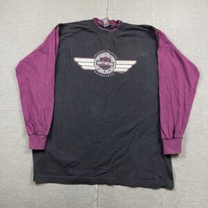 Vintage Harley Davidson Shirt Womens Large Black Long‎ Sleeve Two Tone 1995 USA